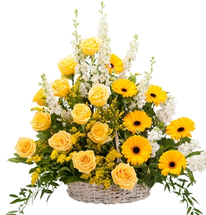 Ray of Sunshine Basket Tribute - As Shown (Deluxe) 